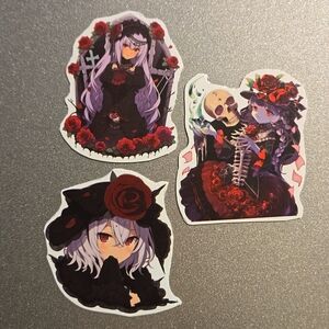 Red Rose Goth Anime Girl Magnets Custom Handmade Refrigerator Accessories